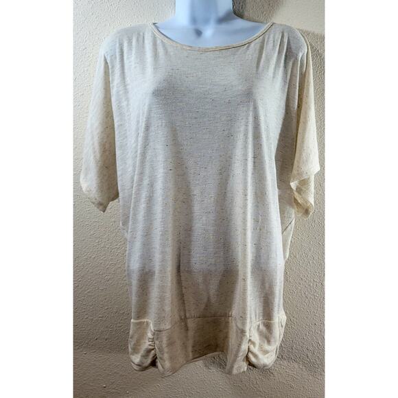 Apt 9 Beige Cream Slub Knit Batwing Short Sleeve Top XL Lightweight Soft Stretch - Picture 1 of 7